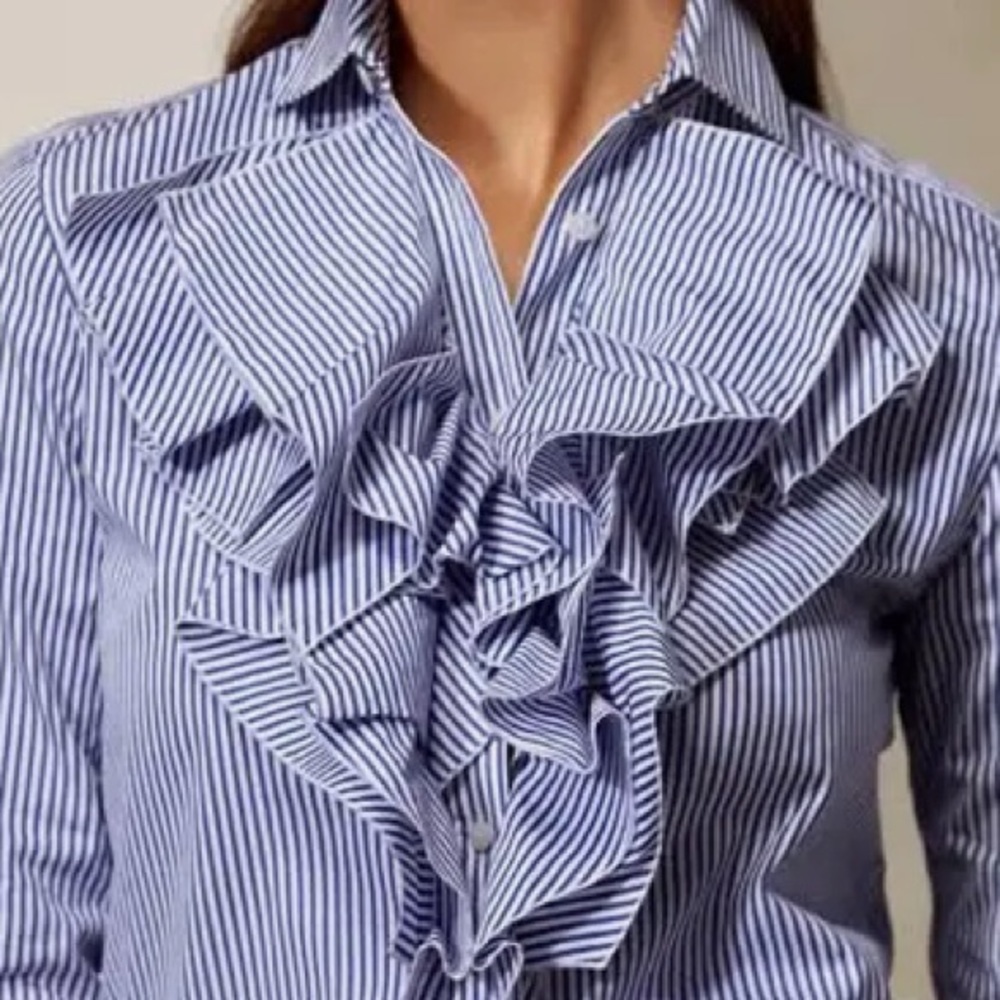 RALPH LAUREN
Blue and White Long Sleeve Keara Shirt NEW - Picture 5 of 14